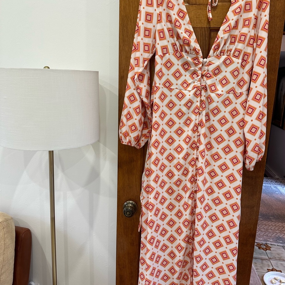 ASOS Vibrant Orange and Cream Maxi Dress